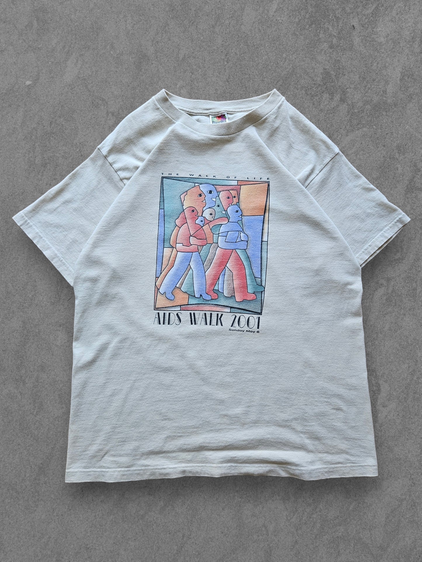 00s FRUIT OF THE LOOM ''WALK OF LIFE'' T-SHIRT [L]