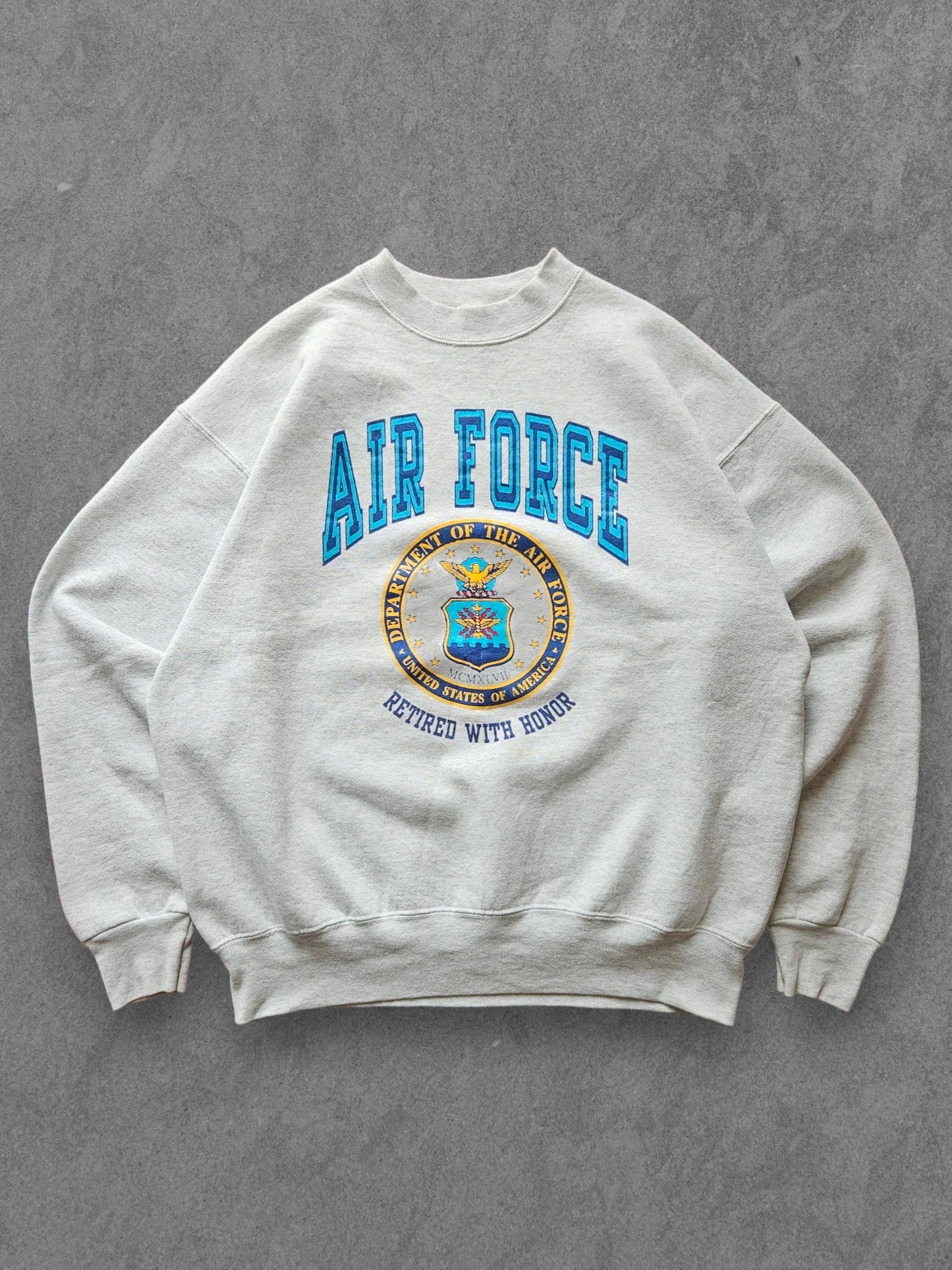 90s FRUIT OF THE LOOM ''AIR FORCE'' SWEATSHIRT [XL]