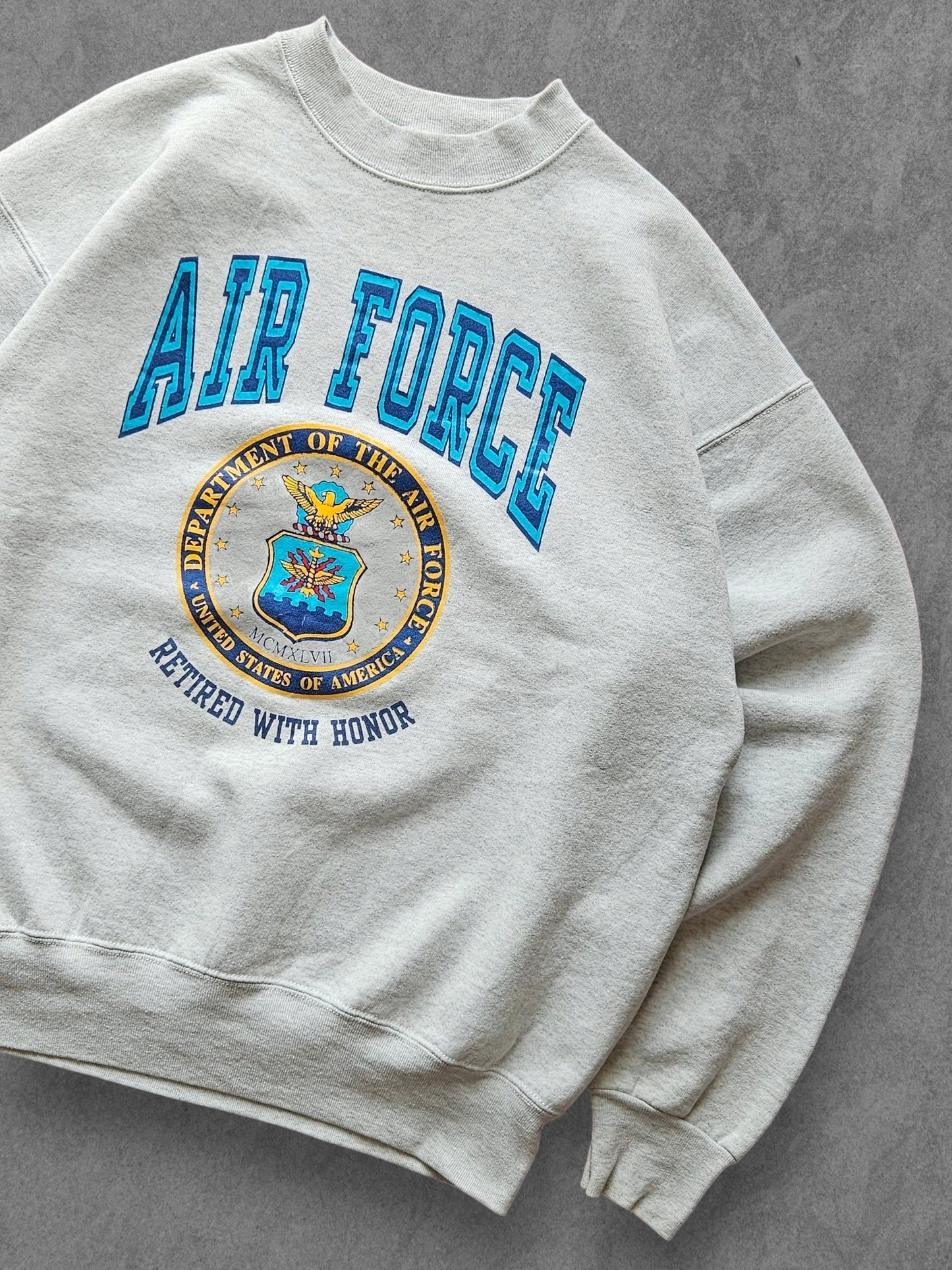 90s FRUIT OF THE LOOM ''AIR FORCE'' SWEATSHIRT [XL]