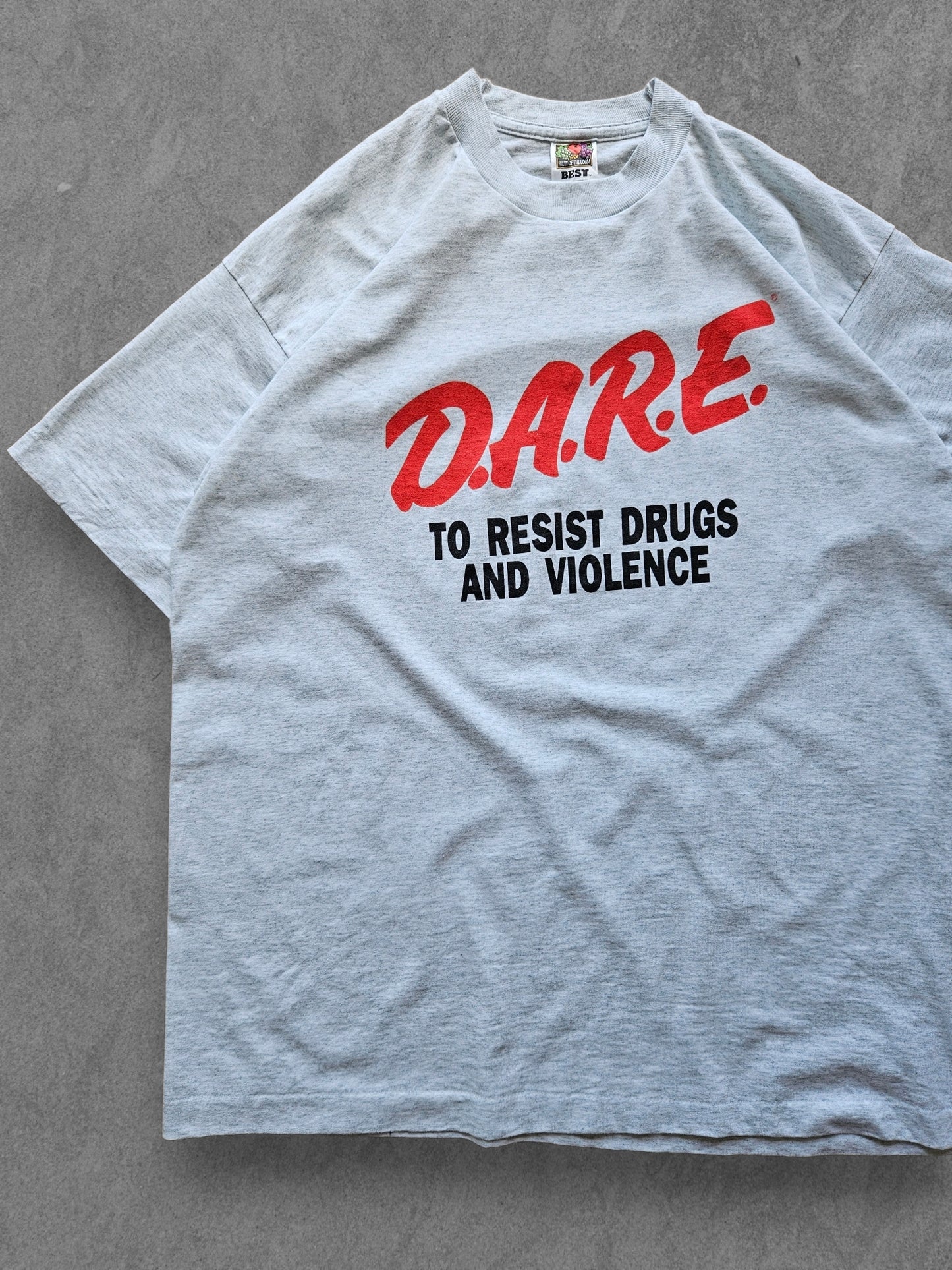 90s FRUIT OF THE LOOM ''DARE'' T-SHIRT [XL]