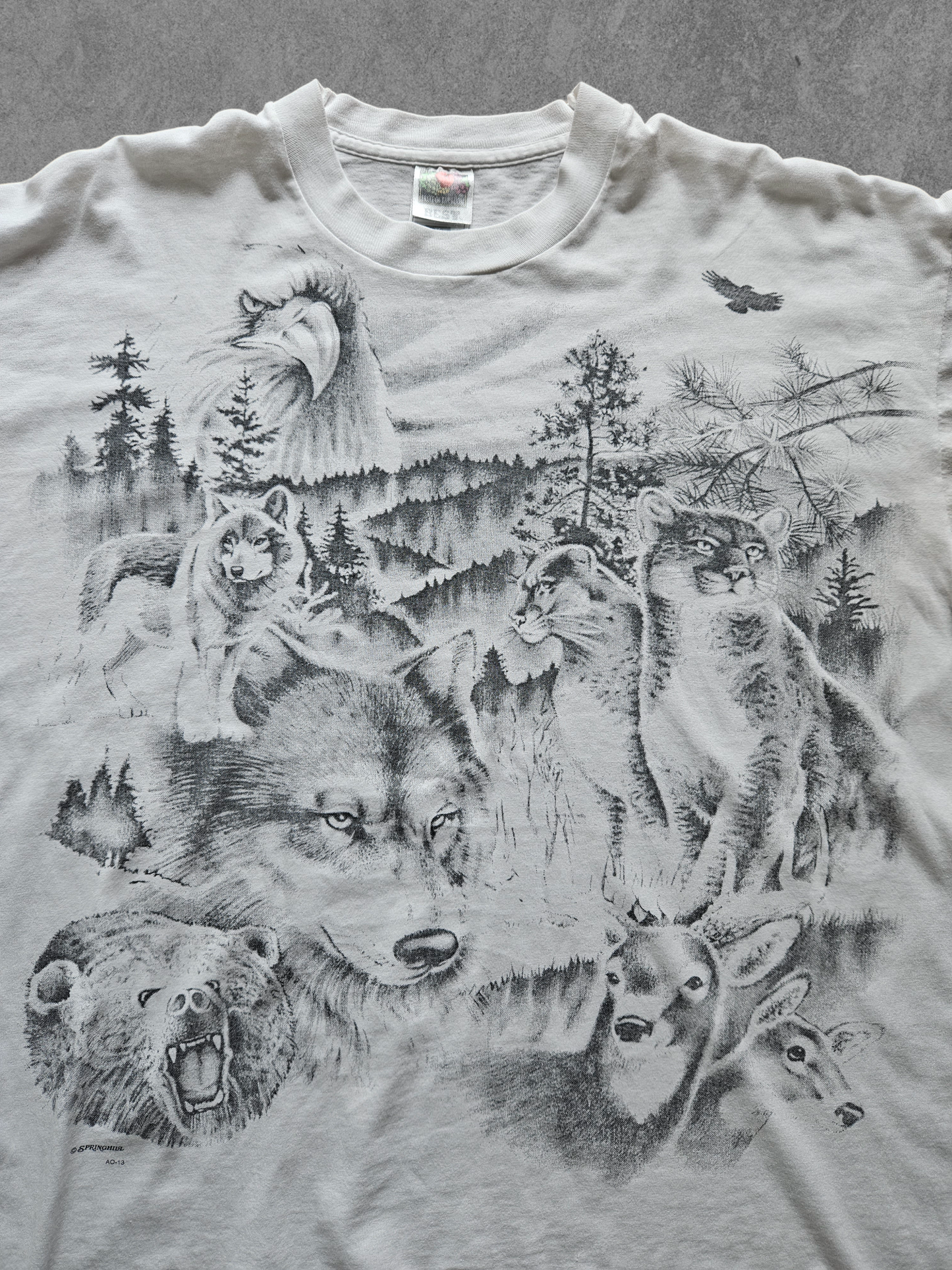 90s FRUIT OF THE LOOM ''ENCHANTED FOREST'' T-SHIRT [XL]