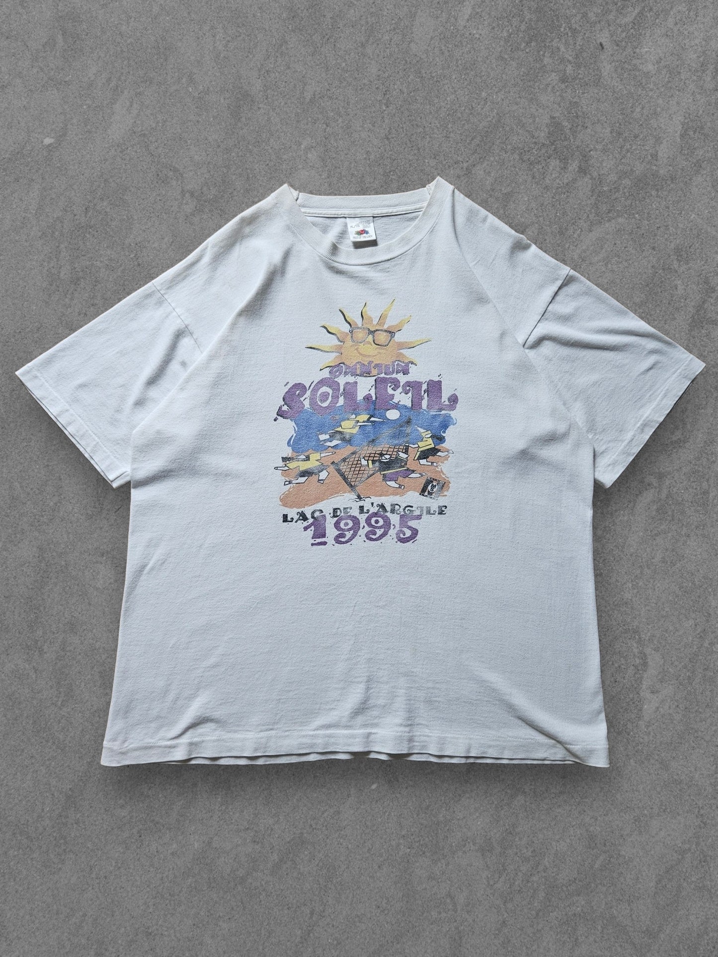 90s FRUIT OF THE LOOM ''OMNIUM SOLEIL'' T-SHIRT [XL]