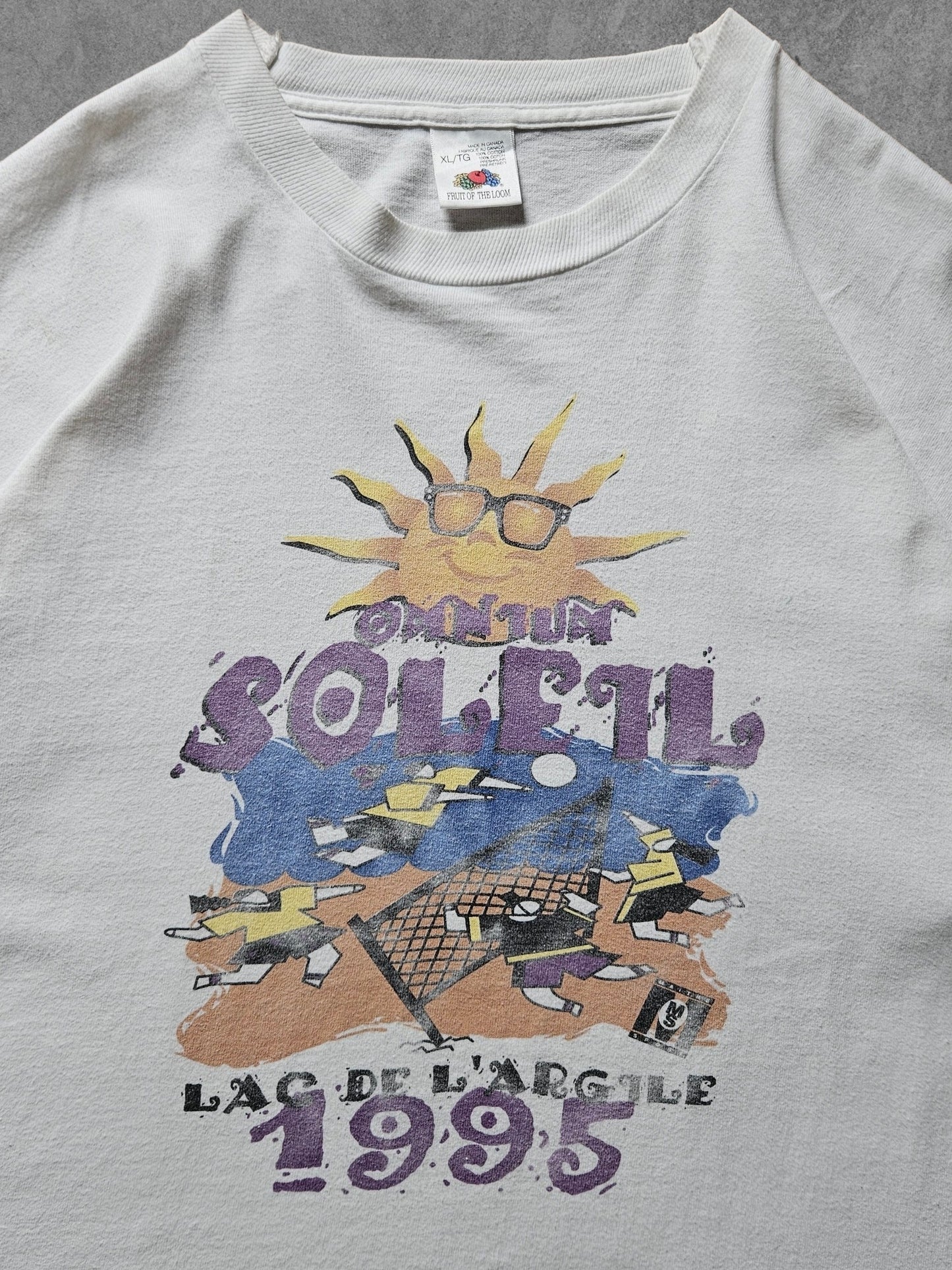 90s FRUIT OF THE LOOM ''OMNIUM SOLEIL'' T-SHIRT [XL]