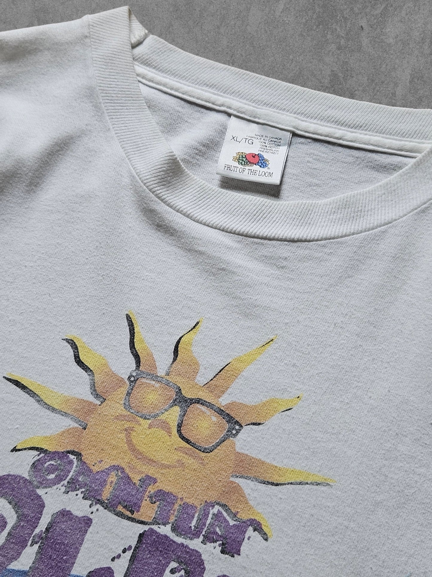 90s FRUIT OF THE LOOM ''OMNIUM SOLEIL'' T-SHIRT [XL]