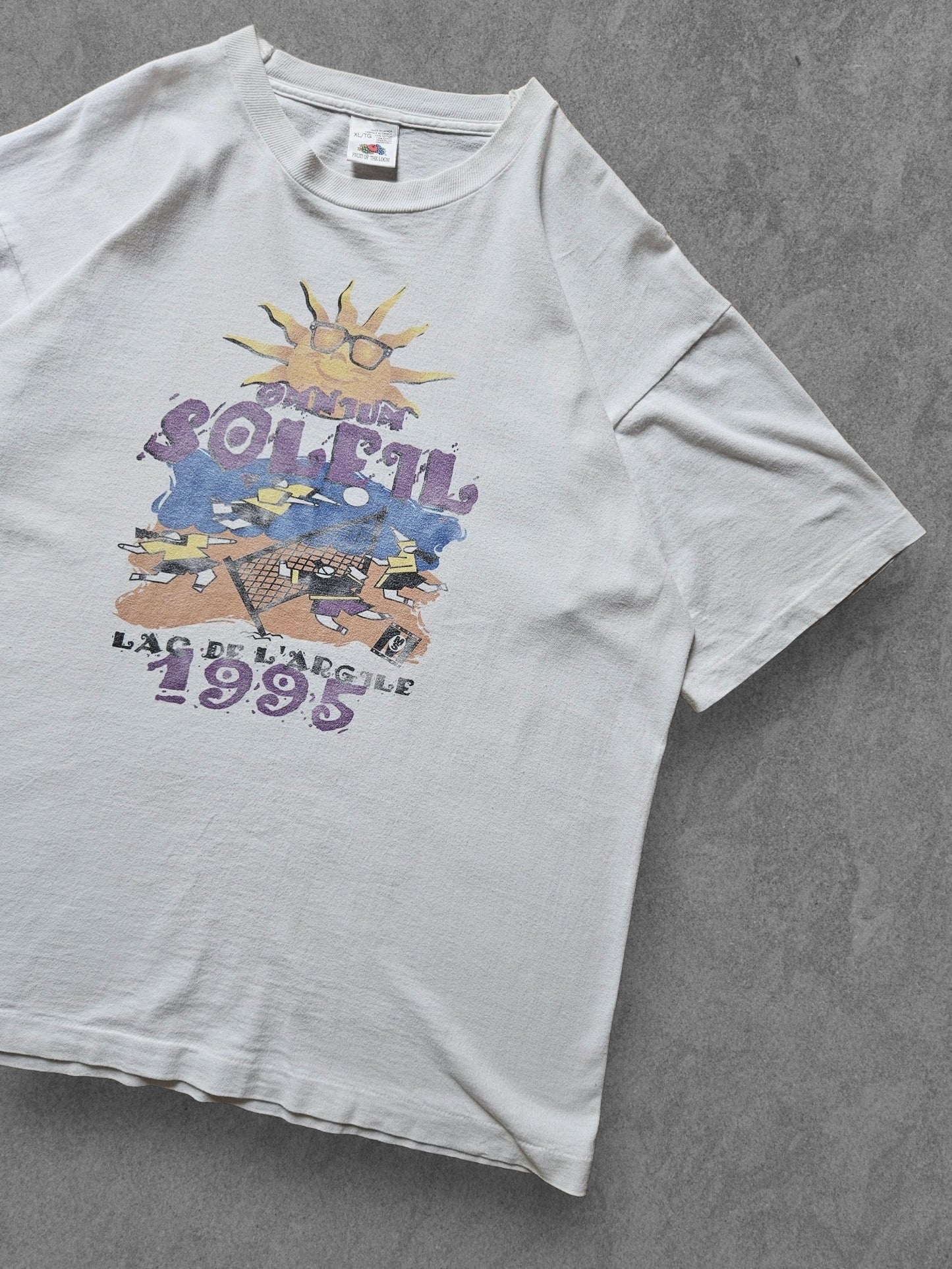 90s FRUIT OF THE LOOM ''OMNIUM SOLEIL'' T-SHIRT [XL]