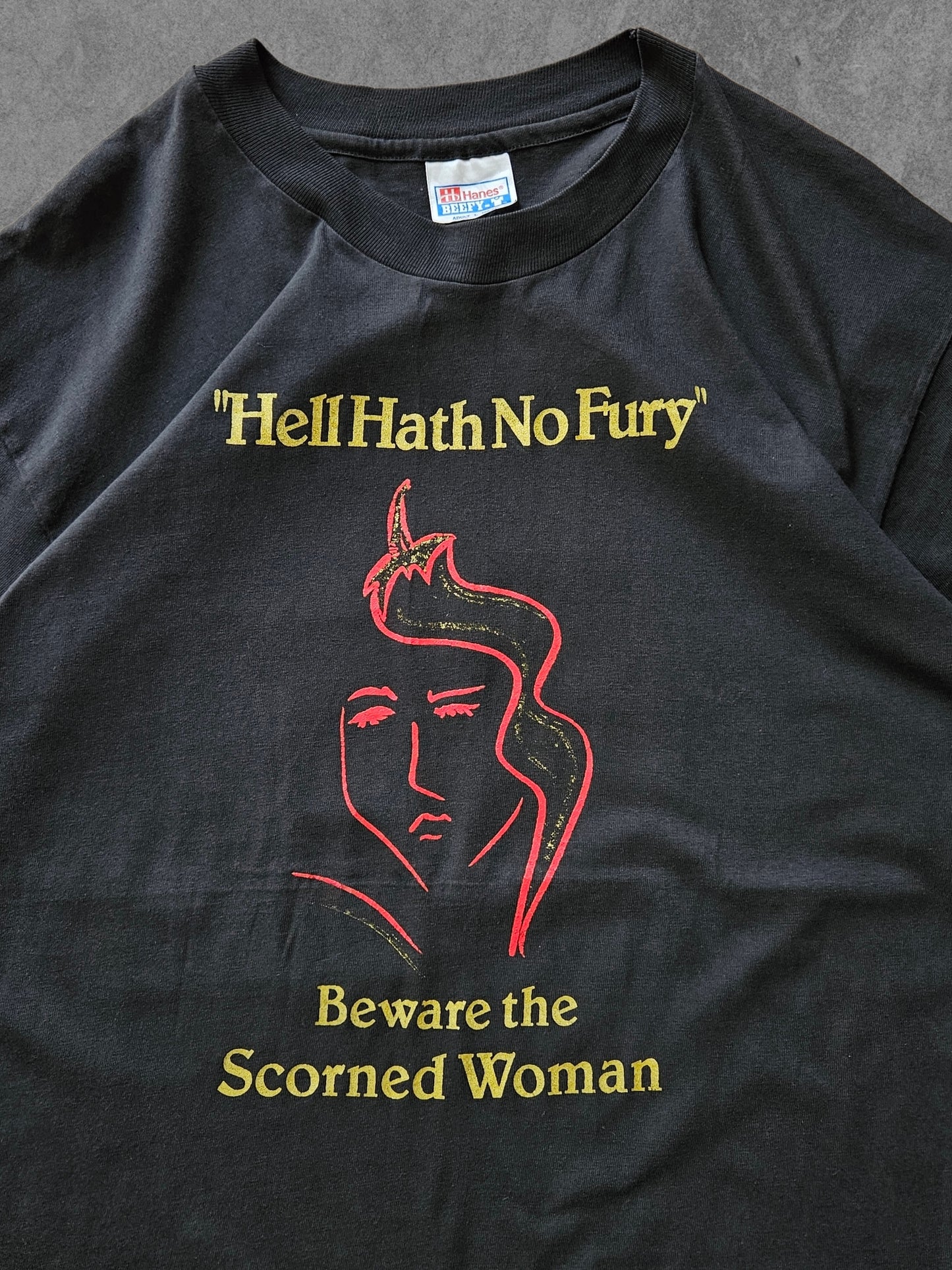 90s HANES ''SCORNED WOMAN HOT SAUCE'' T-SHIRT [XL]