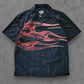 00s HARLEY DAVIDSON ON FIRE BUTTON-UP SHIRT [M]