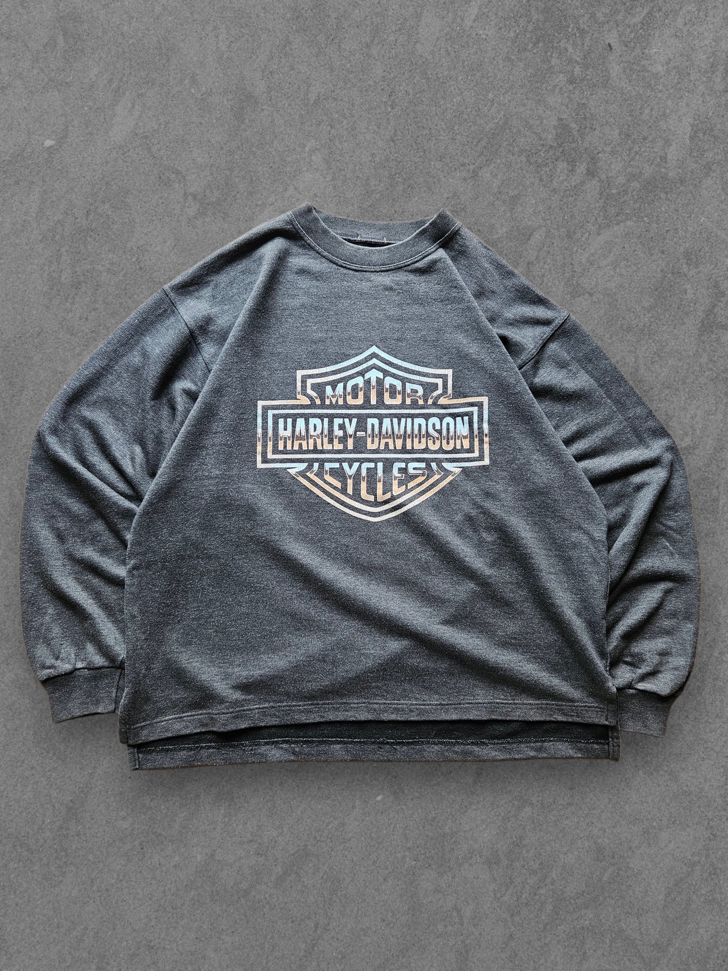 90s HARLEY DAVIDSON ''CHROME LOGO'' SWEATSHIRT [XL]