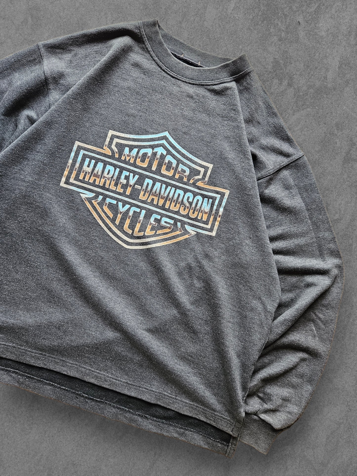 90s HARLEY DAVIDSON ''CHROME LOGO'' SWEATSHIRT [XL]