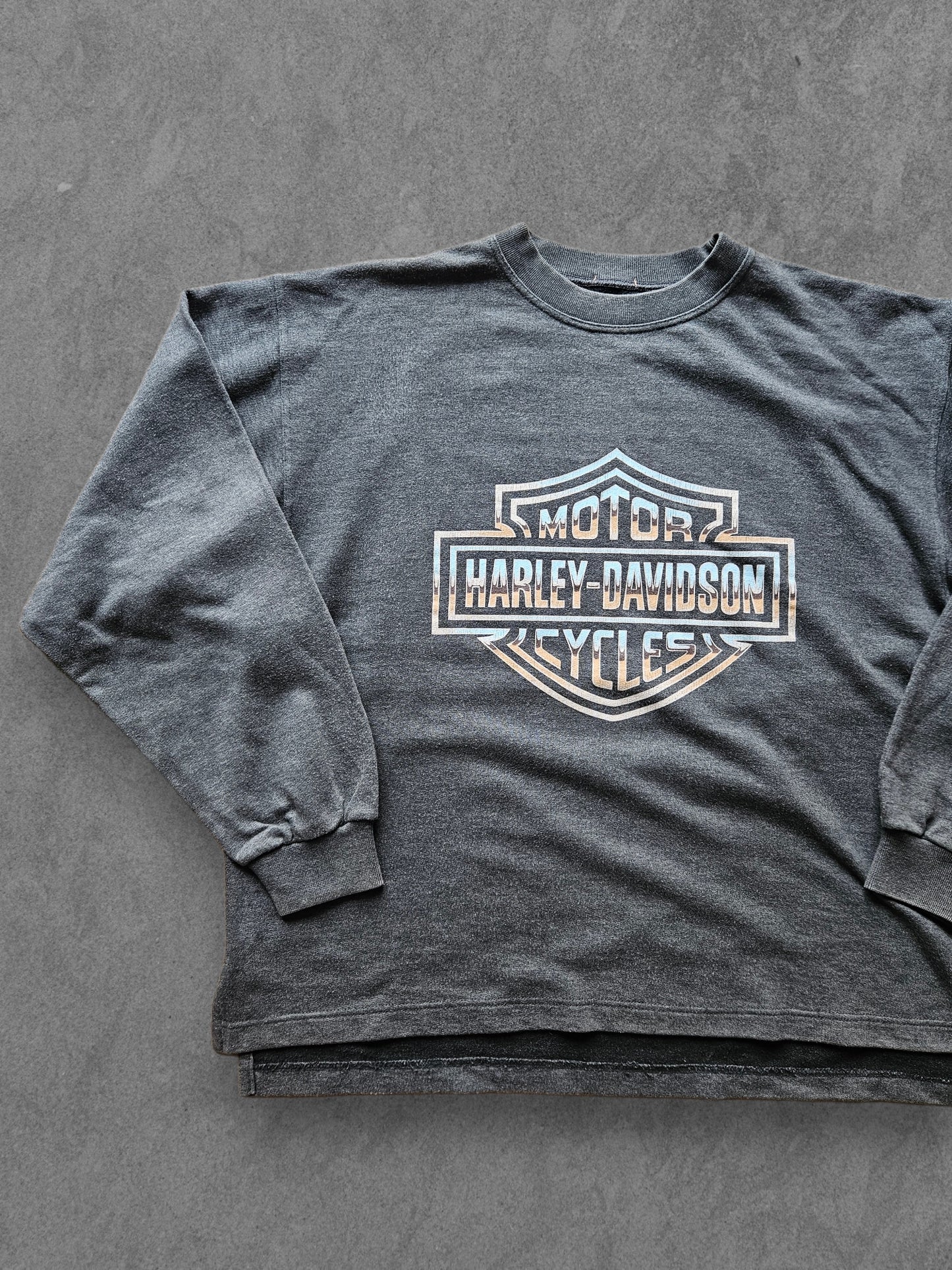 90s HARLEY DAVIDSON ''CHROME LOGO'' SWEATSHIRT [XL]