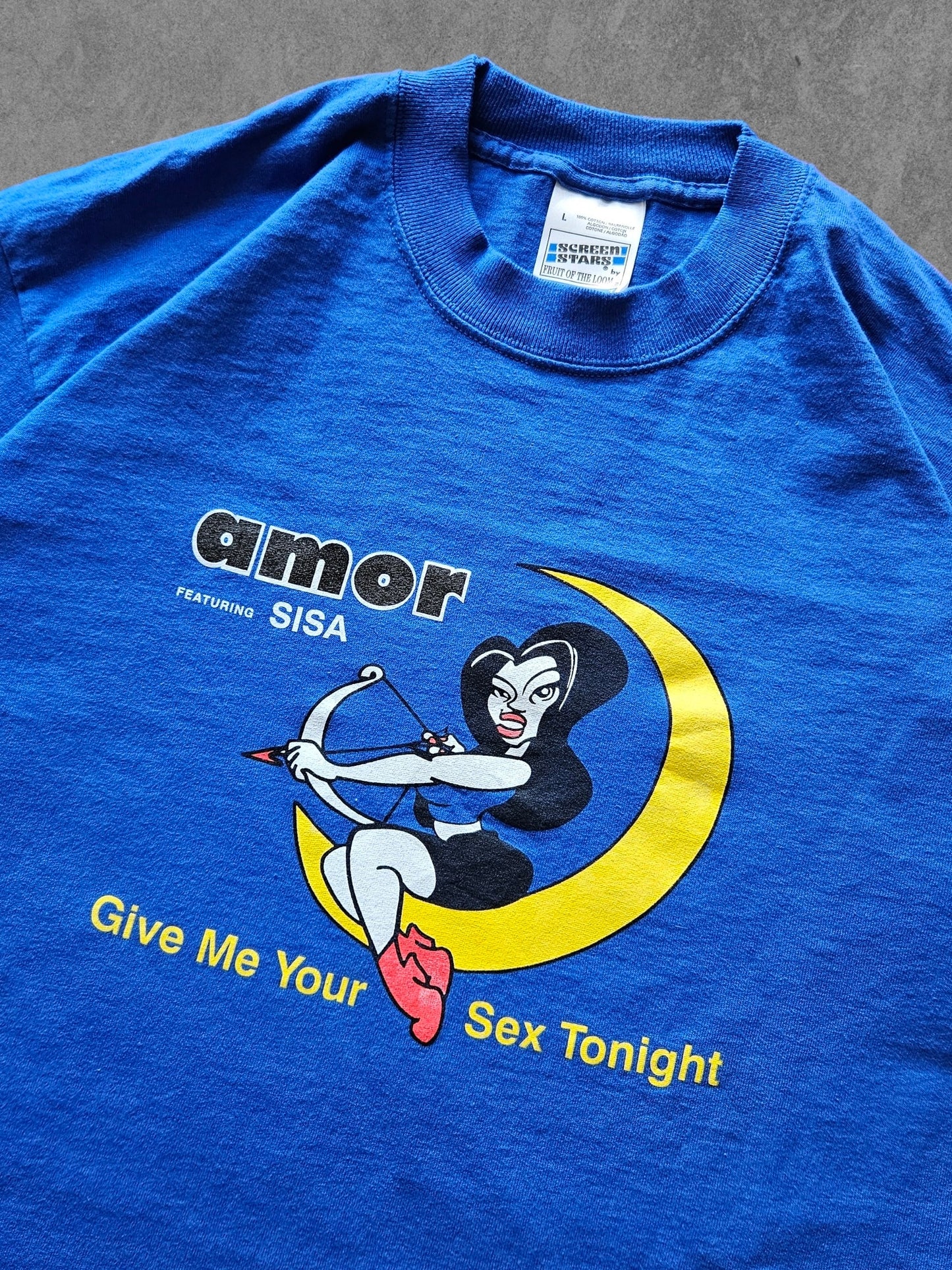 90s SCREEN STARS ''GIVE ME YOUR SEX TONIGHT'' T-SHIRT [L]