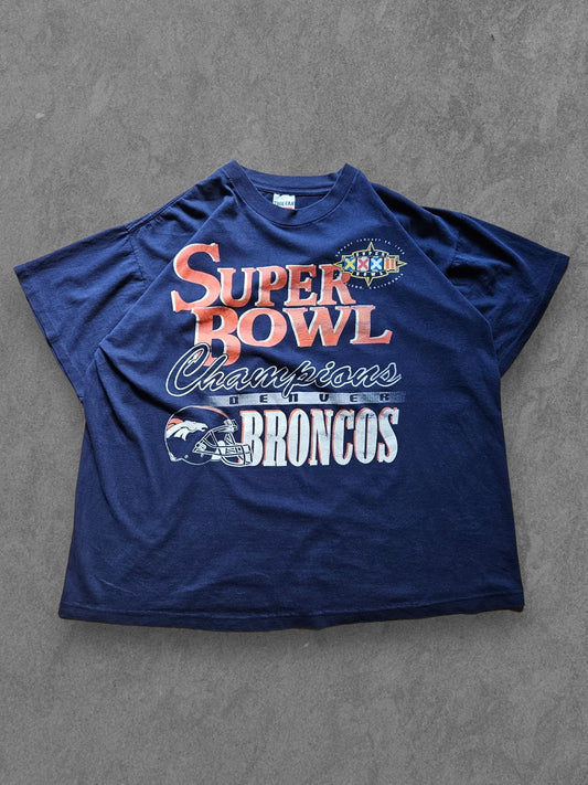 90s TRUE-FAN ''DENVER BRONCOS SUPER BOWL'' T-SHIRT [XL]