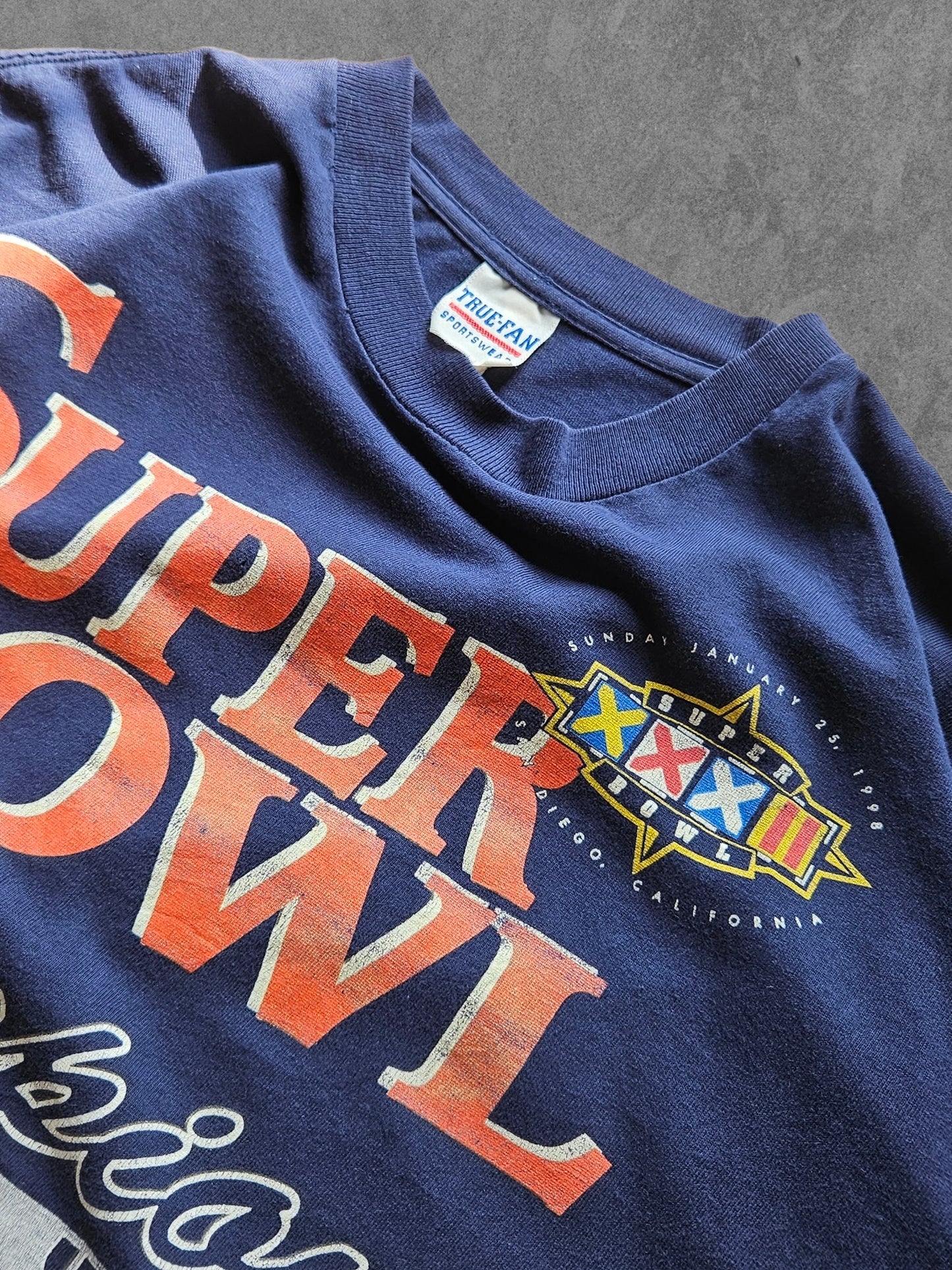 90s TRUE-FAN ''DENVER BRONCOS SUPER BOWL'' T-SHIRT [XL]