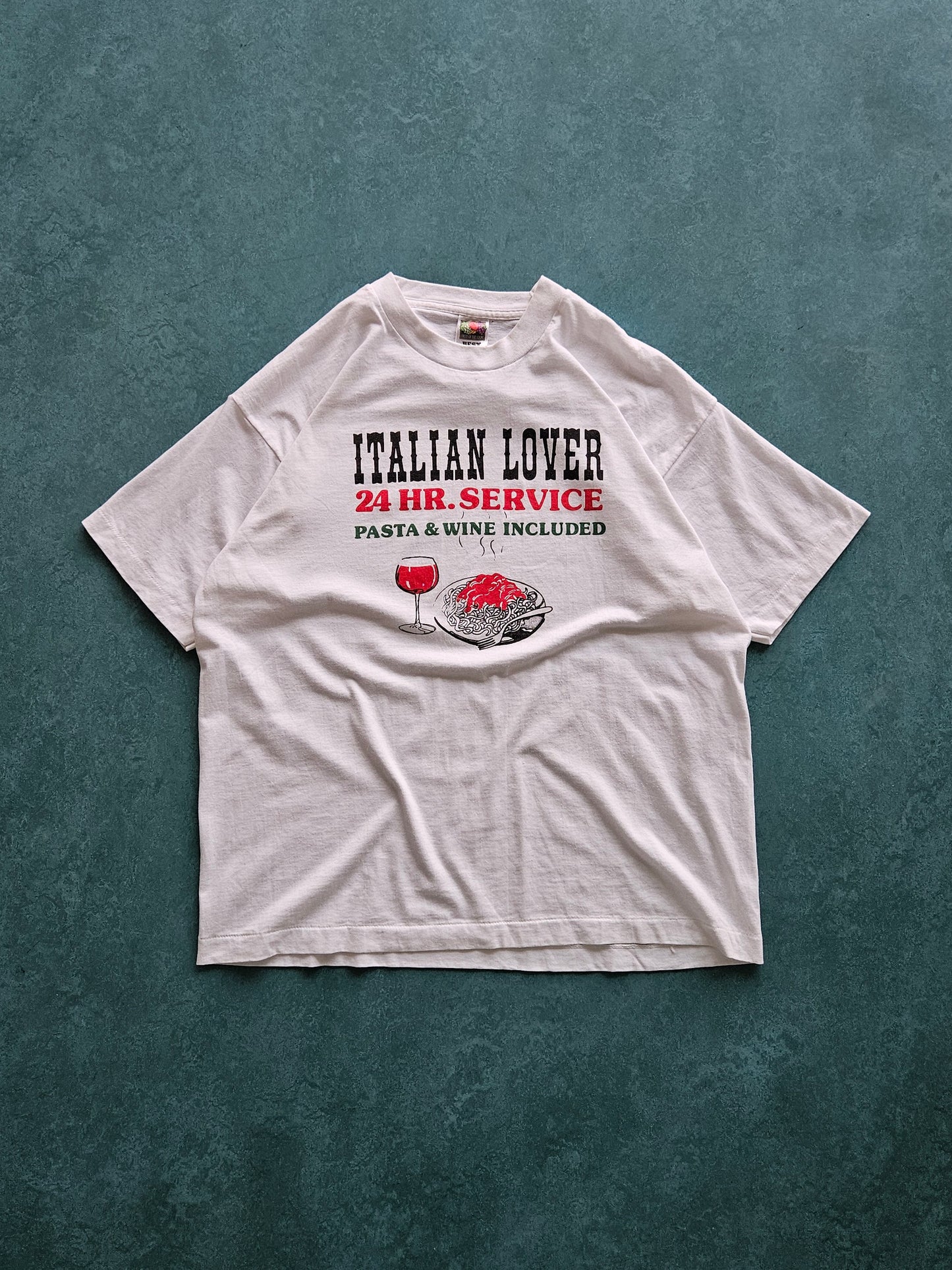 1990s VINTAGE ''ITALIAN LOVER'' T-SHIRT [XL]