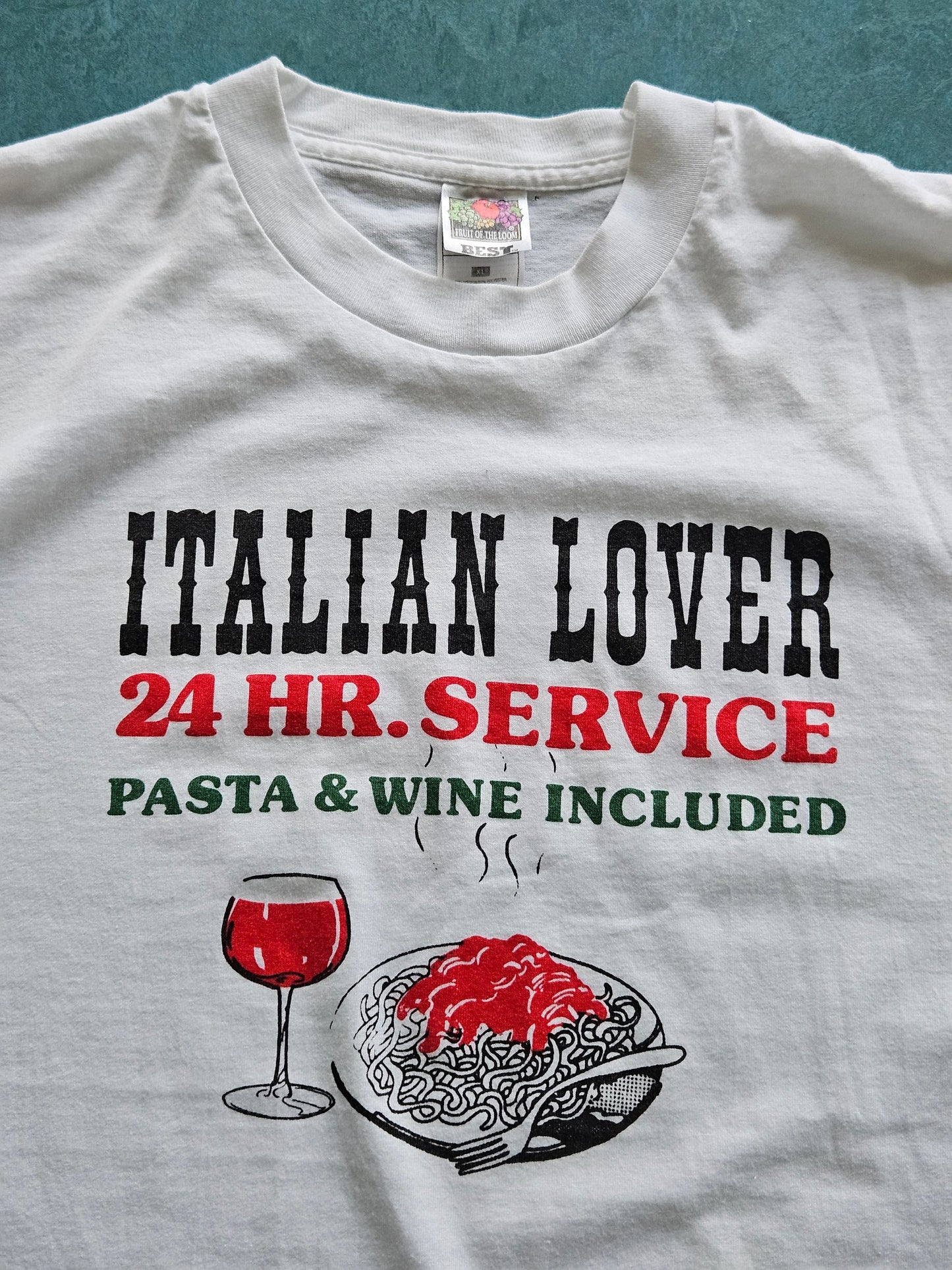 1990s VINTAGE ''ITALIAN LOVER'' T-SHIRT [XL]