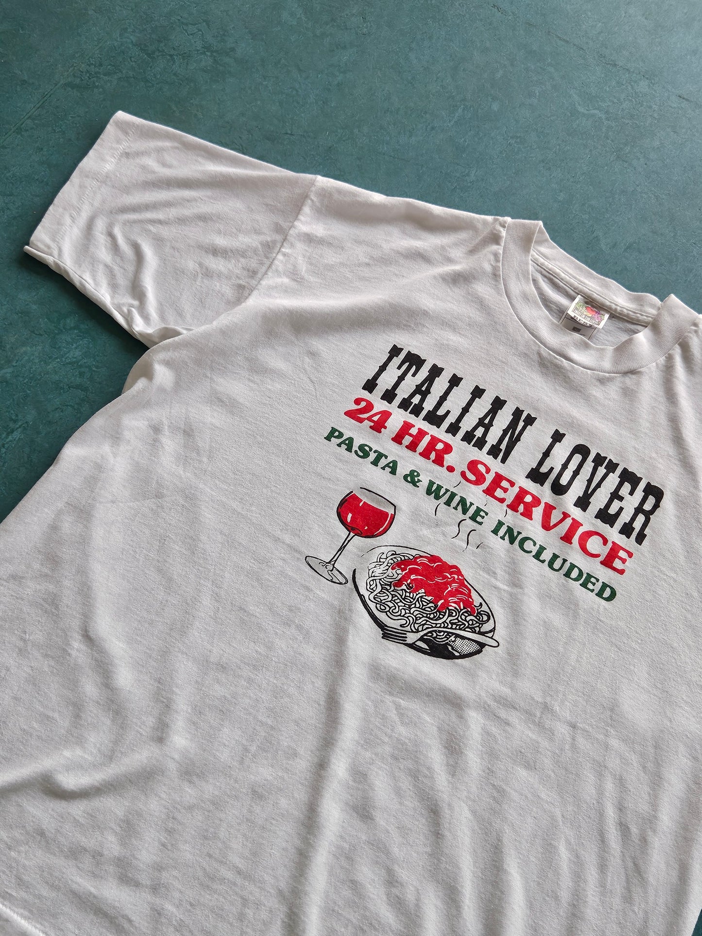 1990s VINTAGE ''ITALIAN LOVER'' T-SHIRT [XL]
