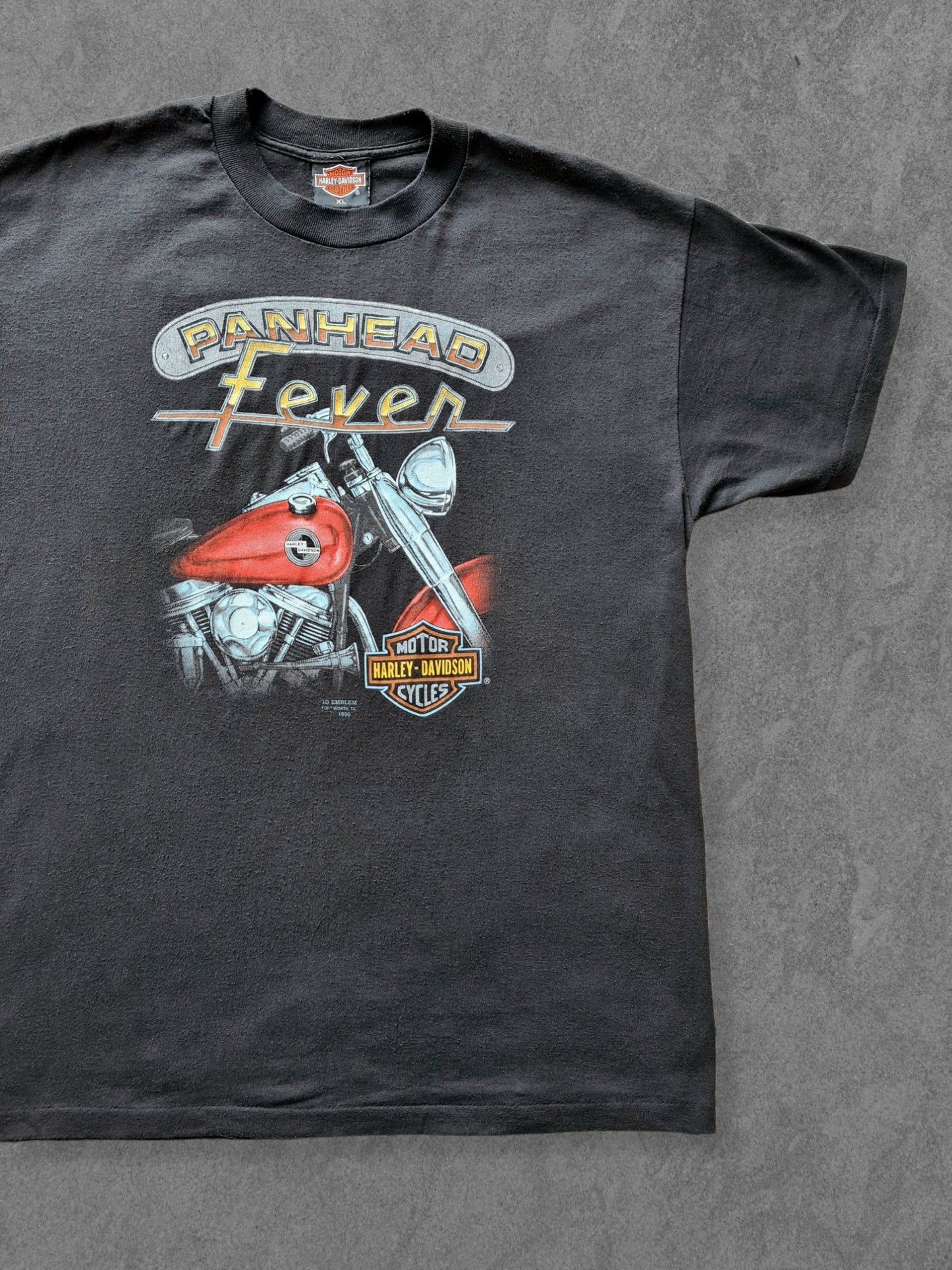 De vintage winkel met tweedehands kleding uit de thrift | 1990 3D EMBLEM ''PANHEAD FEVER'' T-SHIRT [XL] T-SHIRT