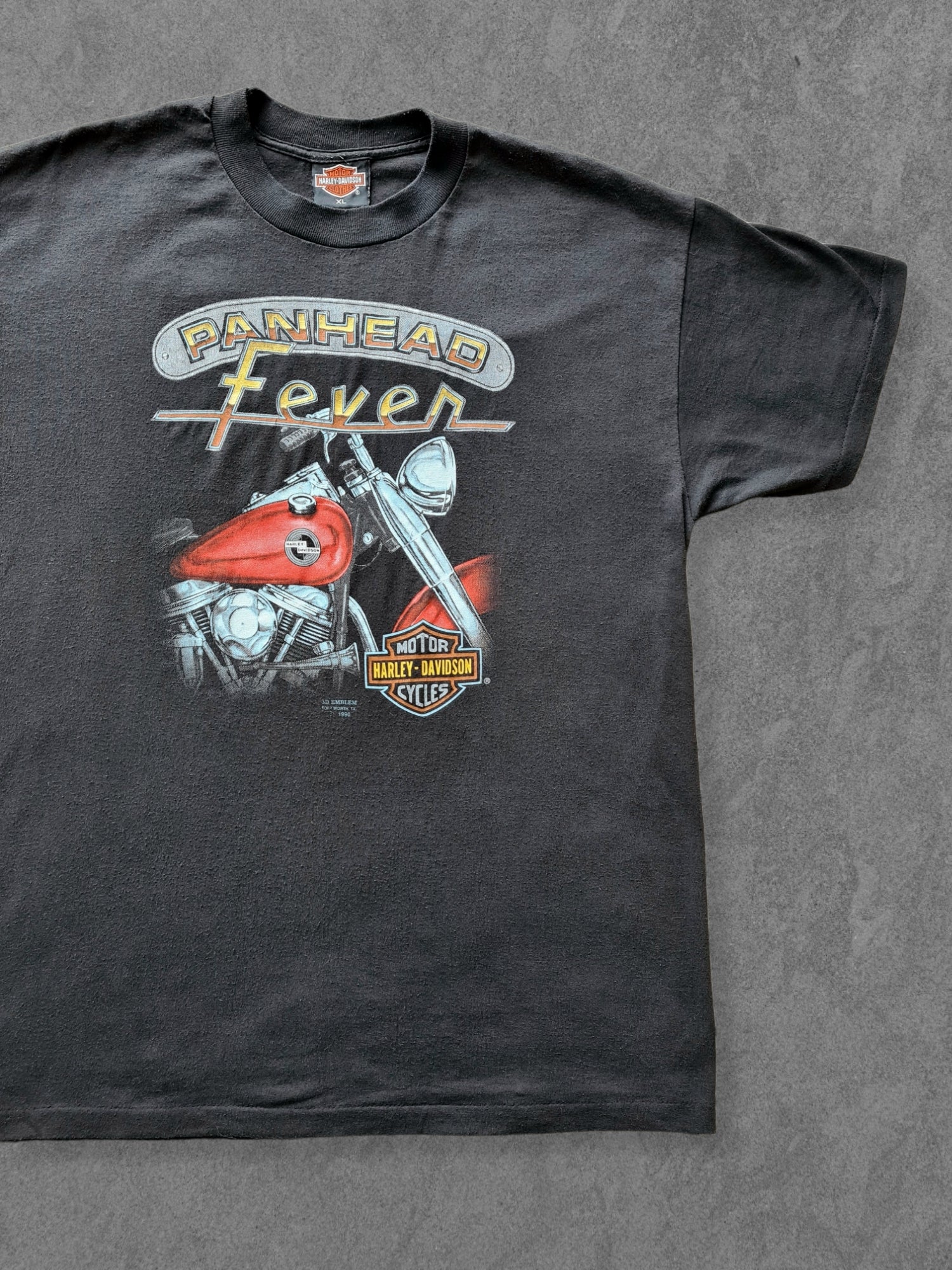 De vintage winkel met tweedehands kleding uit de thrift | 1990 3D EMBLEM ''PANHEAD FEVER'' T-SHIRT [XL] T-SHIRT