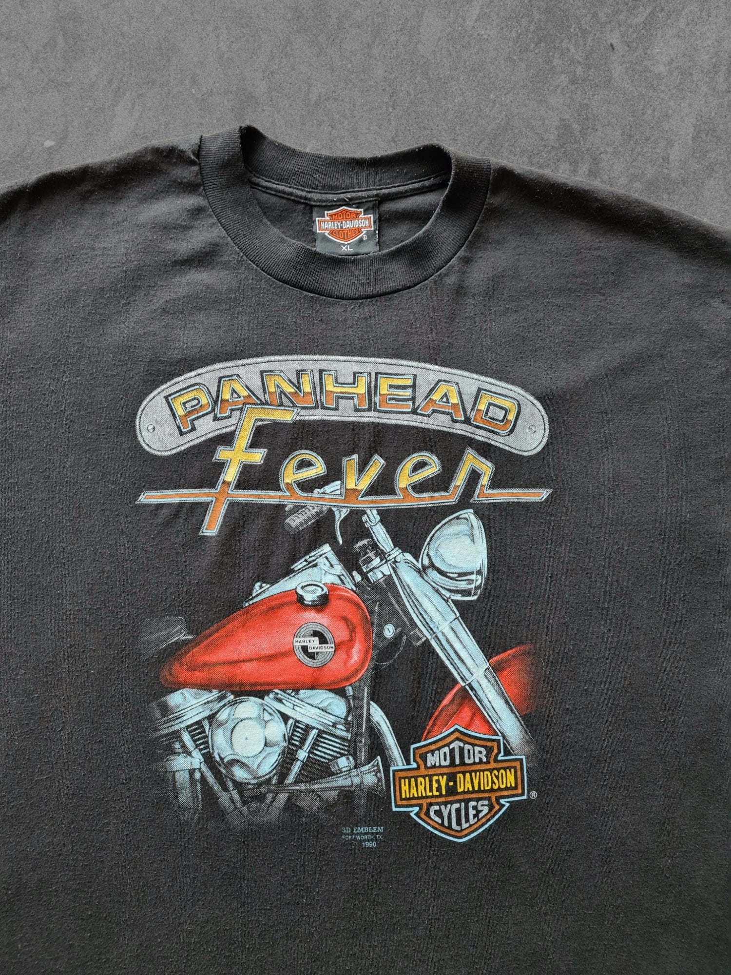 De vintage winkel met tweedehands kleding uit de thrift | 1990 3D EMBLEM ''PANHEAD FEVER'' T-SHIRT [XL] T-SHIRT