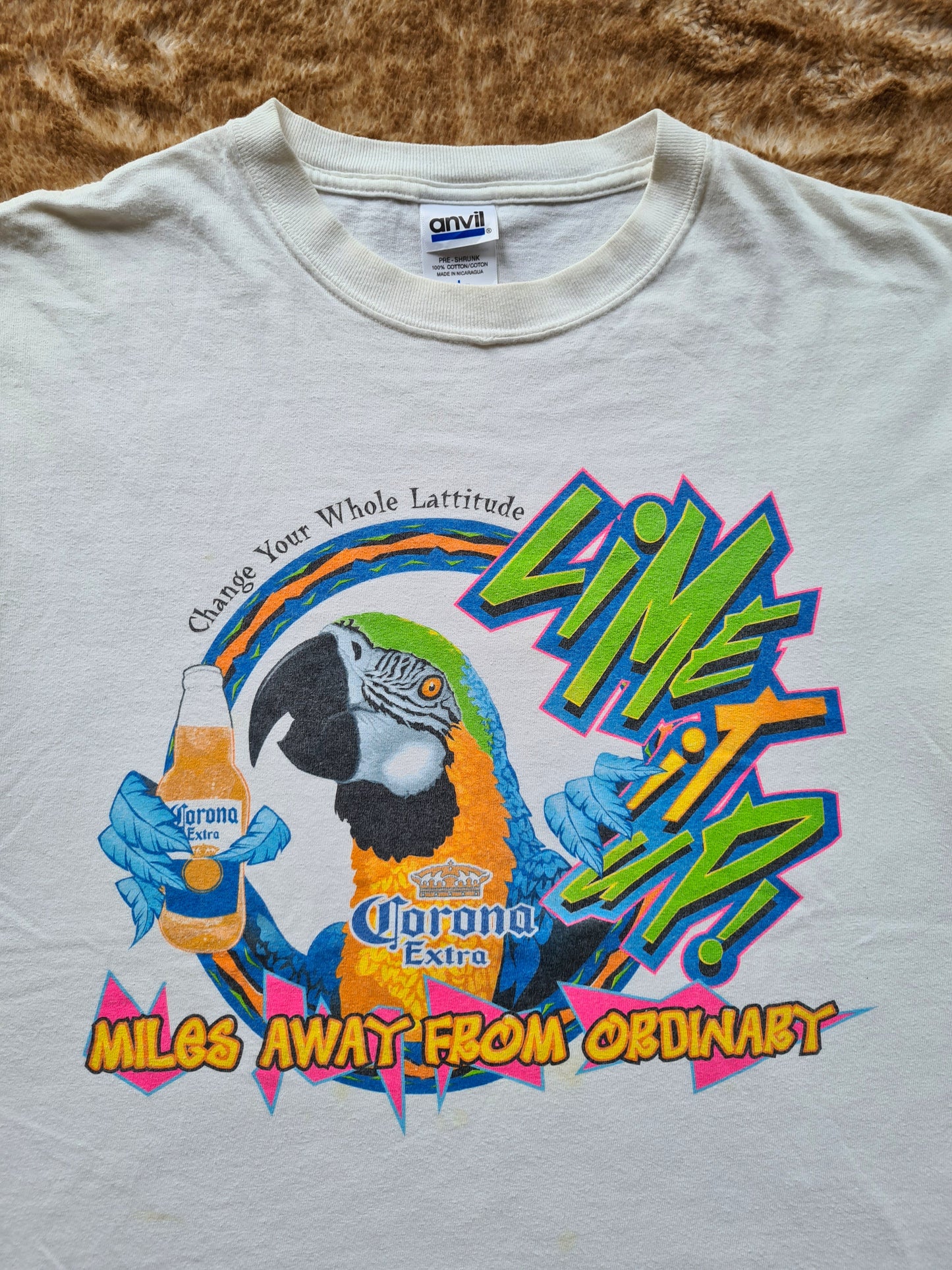 De vintage winkel met tweedehands kleding uit de thrift | 00s ANVIL ''CORONA LIME IT UP'' T-SHIRT [L] T-SHIRT