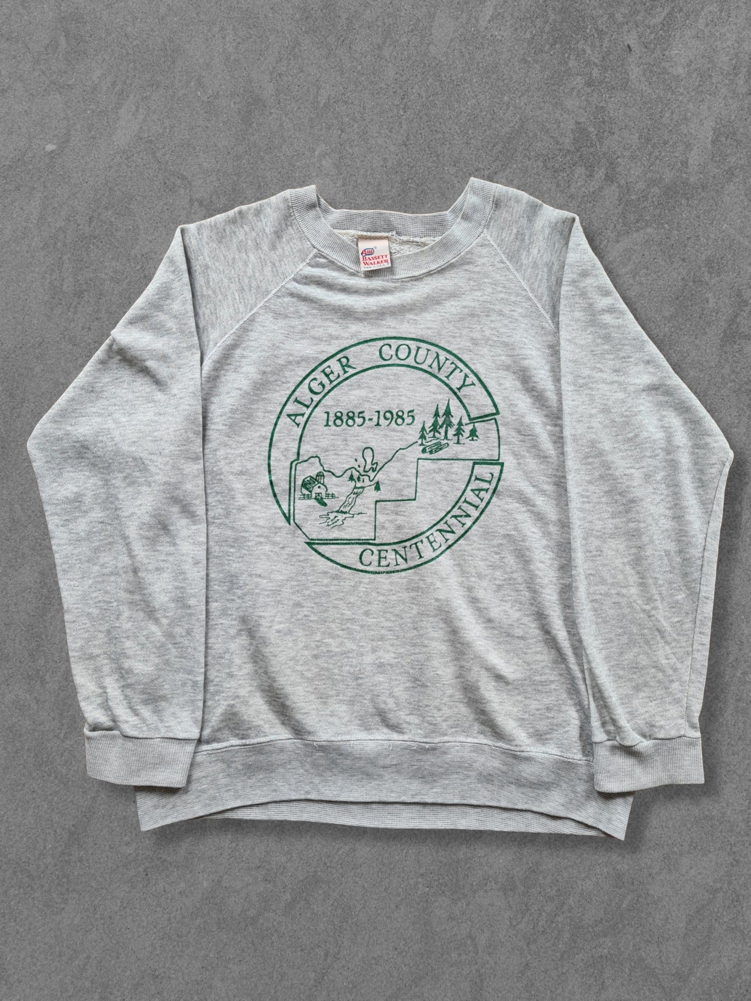 De vintage winkel met tweedehands kleding uit de thrift | 80s BASSETT WALKER ''ALGER COUNTY'' SWEATSHIRT [L] SWEATSHIRT