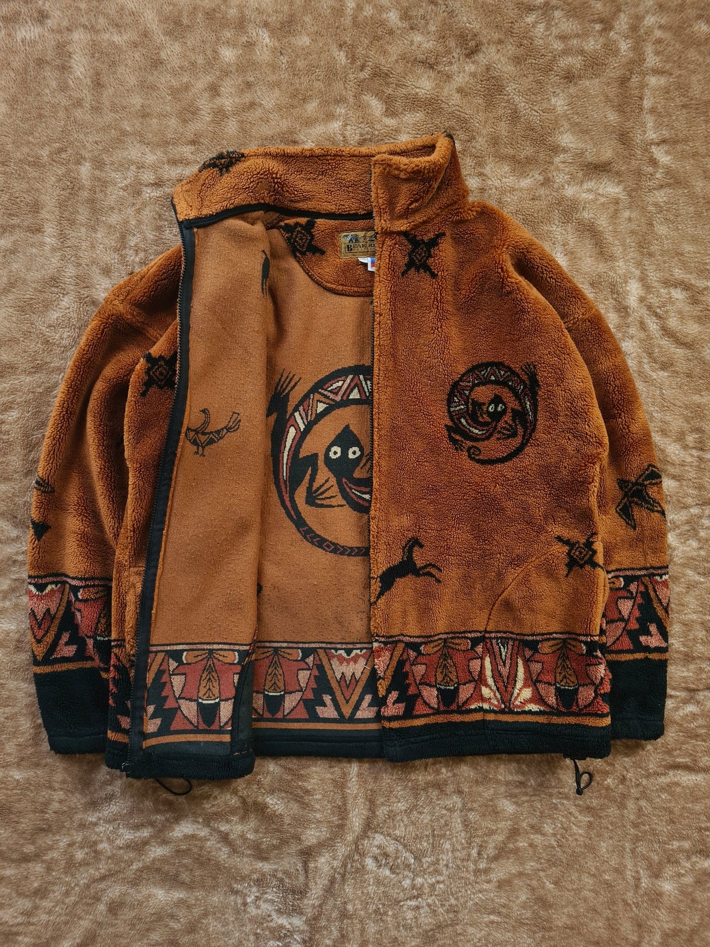 De vintage winkel met tweedehands kleding uit de thrift | 90s BEAR RIDGE NATIVE FLEECE JACKET [XXL] OUTERWEAR