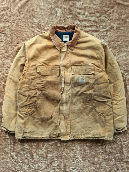 De vintage winkel met tweedehands kleding uit de thrift | 90s CARHARTT FADED TAN ARTIC WORK COAT [XL] OUTERWEAR