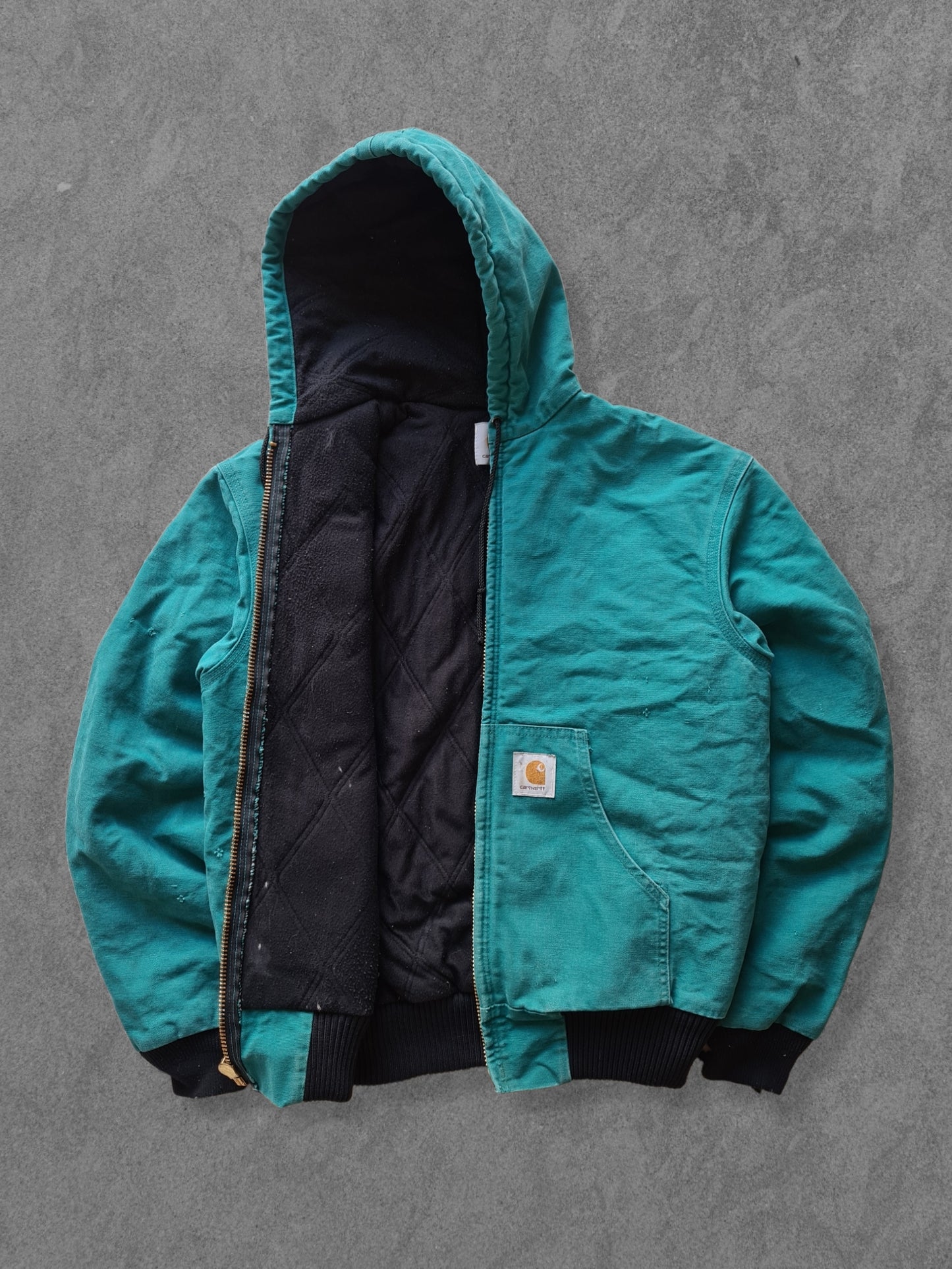 De vintage winkel met tweedehands kleding uit de thrift | 90s CARHARTT TEAL DUCK ACTIVE JACKET [L] OUTERWEAR