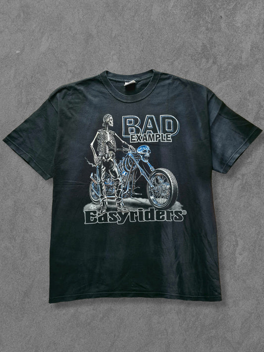 De vintage winkel met tweedehands kleding uit de thrift | 90s HANES "BAD EXAMPLE - EASY RIDERS" T-SHIRT [XXL] T-SHIRT