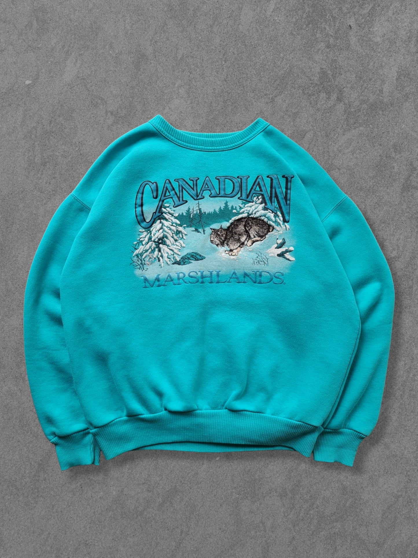 De vintage winkel met tweedehands kleding uit de thrift | 90s MARSHLANDS ''CANADIAN WILDLIFE'' SWEATSHIRT [XL] SWEATSHIRT