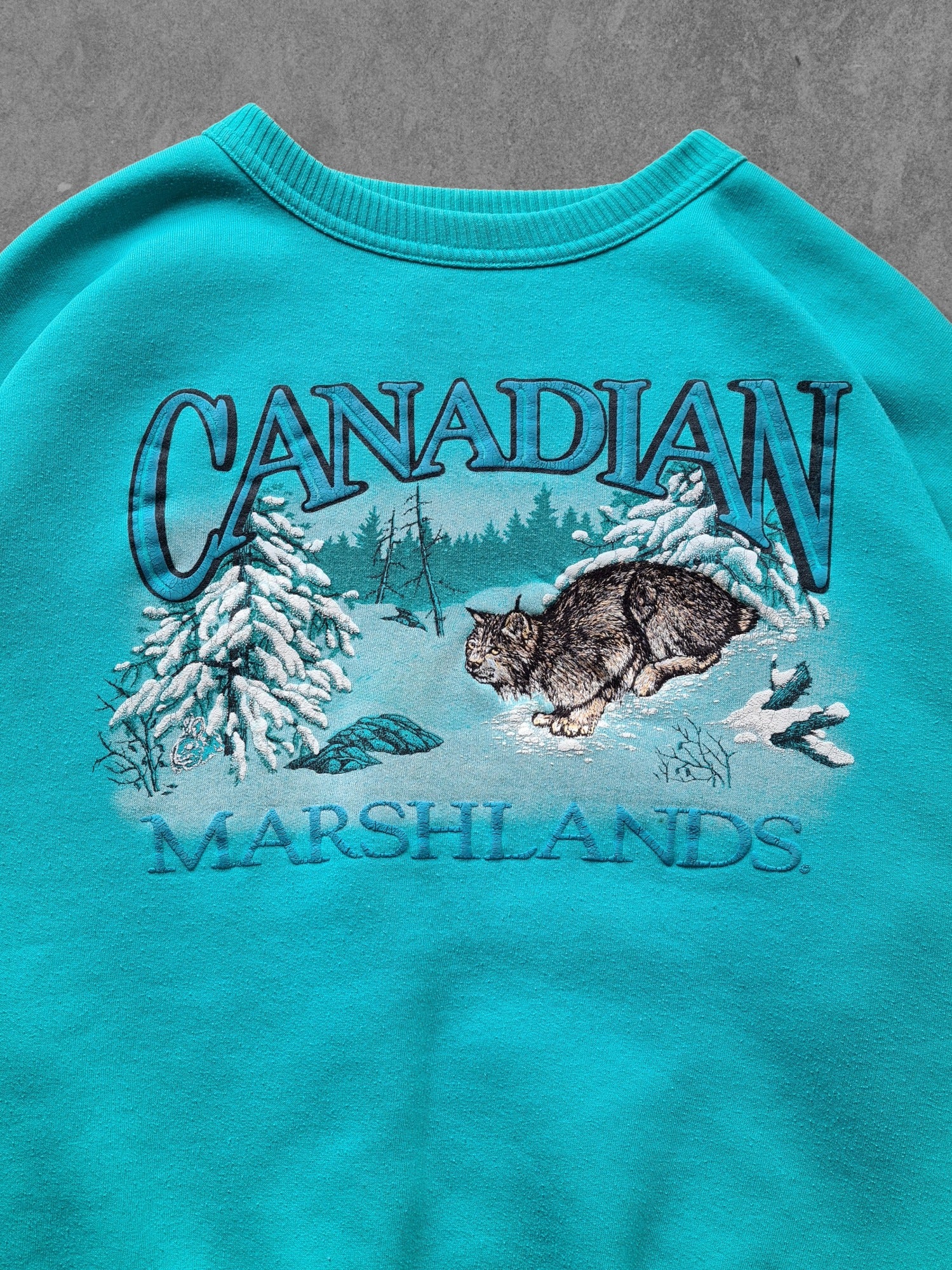 De vintage winkel met tweedehands kleding uit de thrift | 90s MARSHLANDS ''CANADIAN WILDLIFE'' SWEATSHIRT [XL] SWEATSHIRT