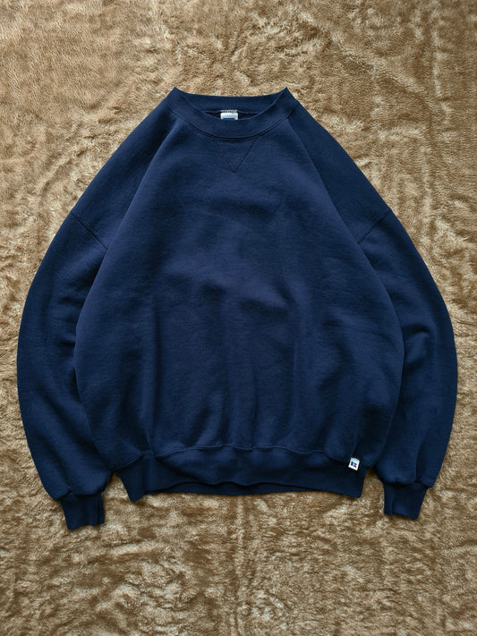 De vintage winkel met tweedehands kleding uit de thrift | 90s RUSSELL NAVY BLANK SWEATSHIRT [XXL] SWEATSHIRT