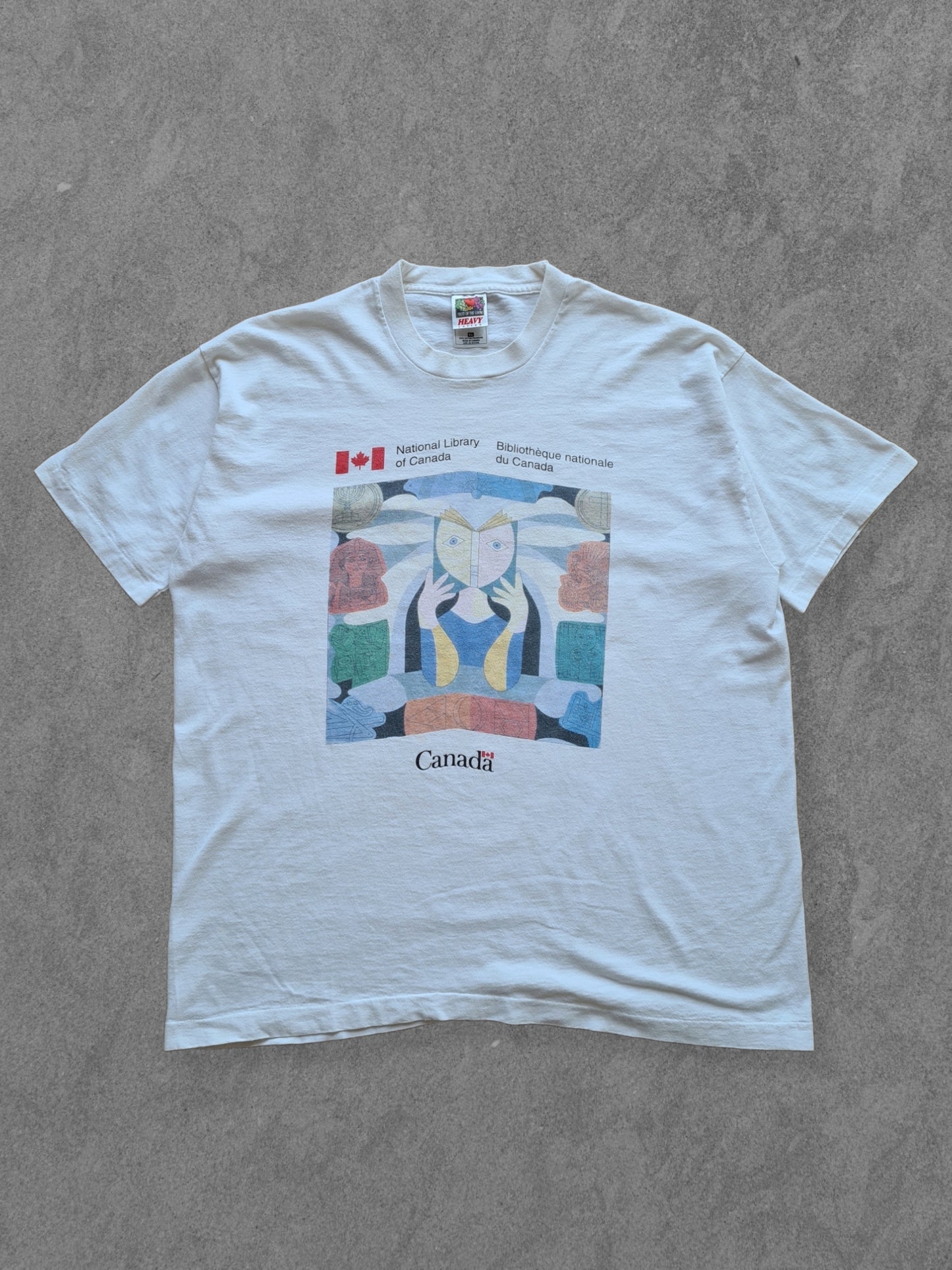 De vintage winkel met tweedehands kleding uit de thrift | 90s FRUIT OF THE LOOM ''LIBRARY OF CANADA'' T-SHIRT [XL] T-SHIRT